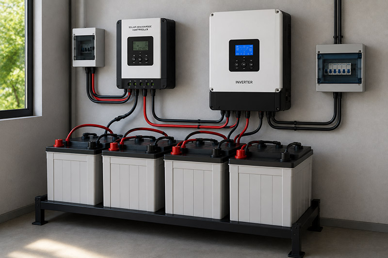 Baterai dan inverter pada sistem PLTS Off Grid