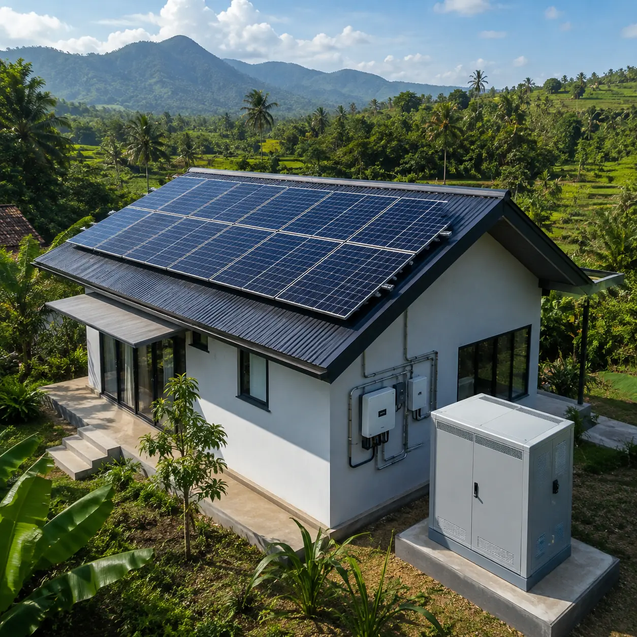 Jasa instalasi solar panel sistem hybrid dan off-grid