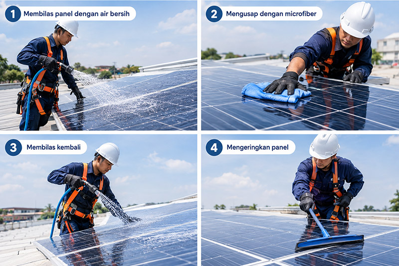 cara membersihkan panel surya dengan benar